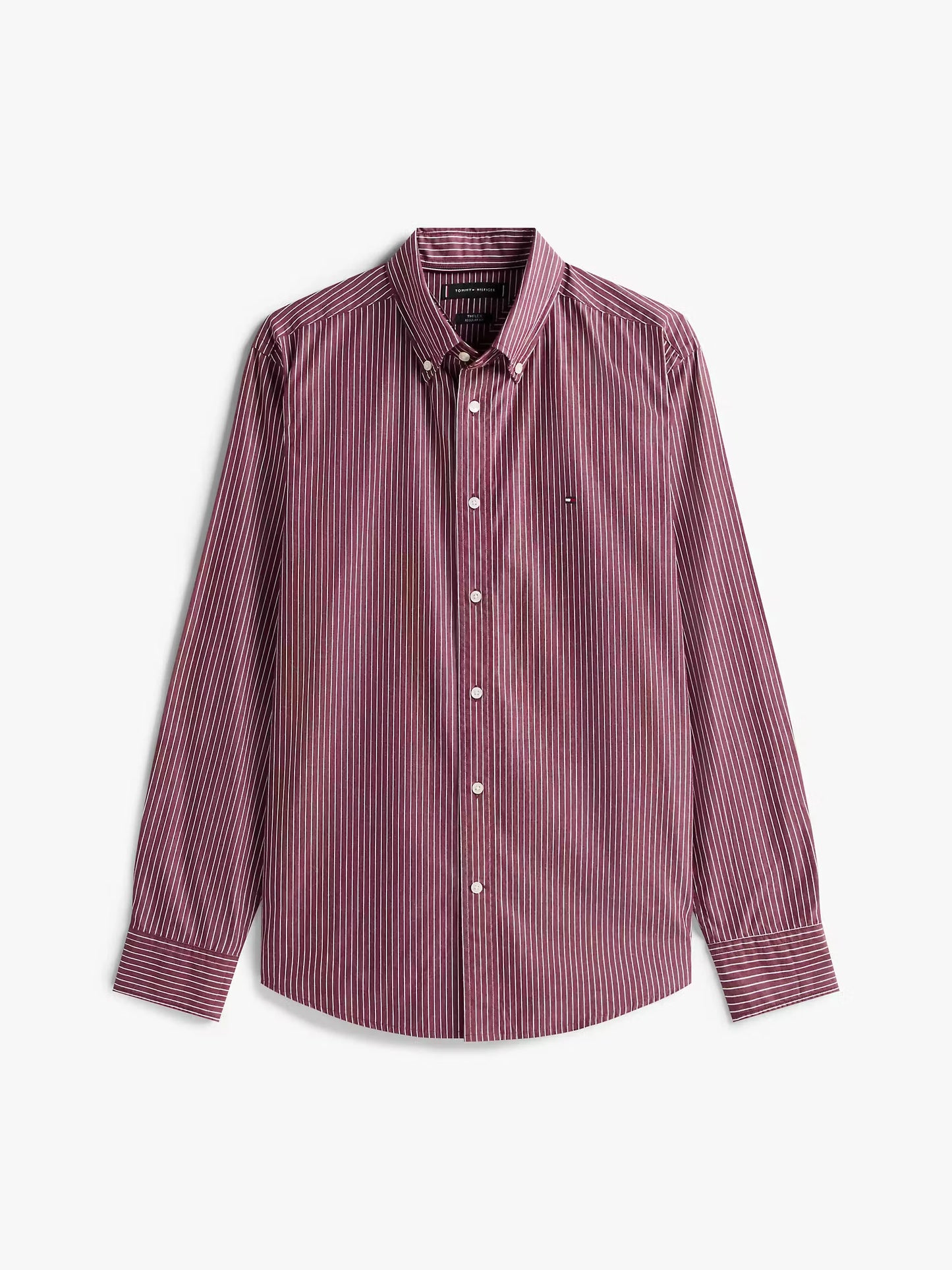 Tommy Hilfiger TH Flex Regular Fit Pinstripe Shirt - Deep Rouge MW0MW41399_0EV_alternate4
