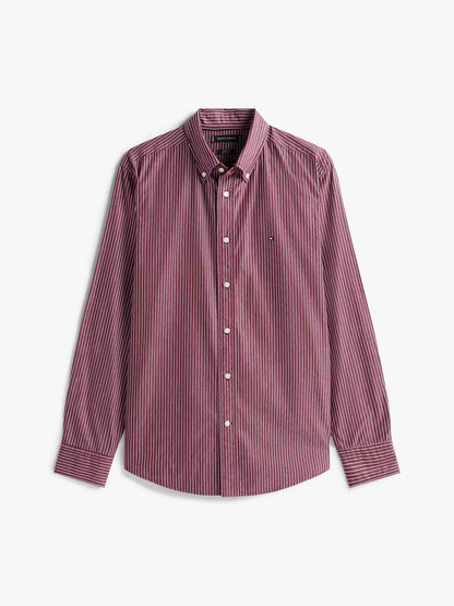 Tommy Hilfiger TH Flex Regular Fit Pinstripe Shirt - Deep Rouge MW0MW41399_0EV_alternate4