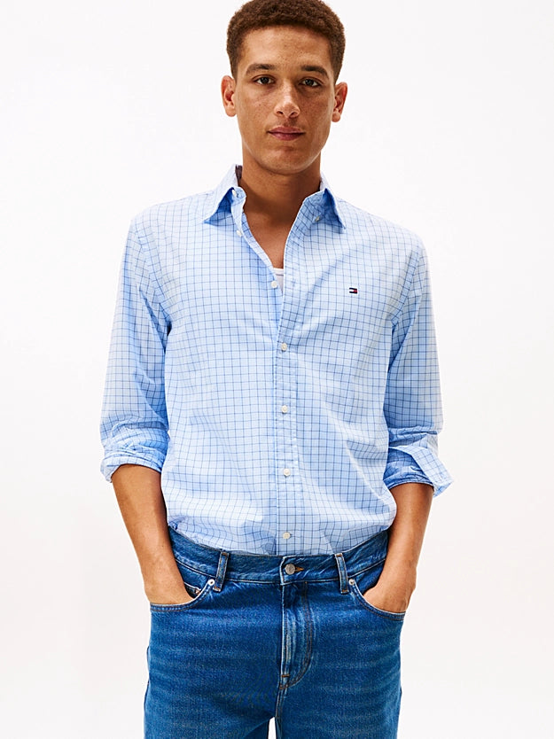 Tommy Hilfiger TH Flex Regular Fit Tattersall Check Shirt - Sweet Blue MW0MW41400_0MT_main