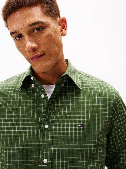 Tommy Hilfiger TH Flex Regular Fit Tattersall Check Shirt - Mountain Pine MW0MW41400_0N1_alternate1