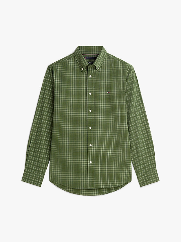 Tommy Hilfiger TH Flex Regular Fit Tattersall Check Shirt - Mountain Pine MW0MW41400_0N1_alternate4
