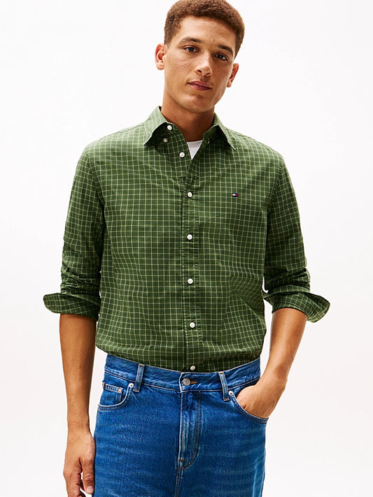 Tommy Hilfiger TH Flex Regular Fit Tattersall Check Shirt - Mountain Pine MW0MW41400_0N1_main