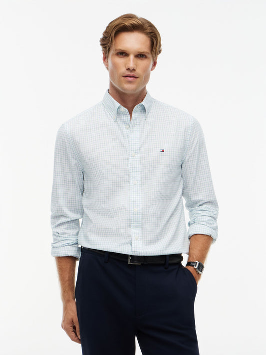 Tommy Hilfiger TH Flex Regular Fit Tattersall Check Shirt - Green MW0MW41400_0N2_alternate1_ay