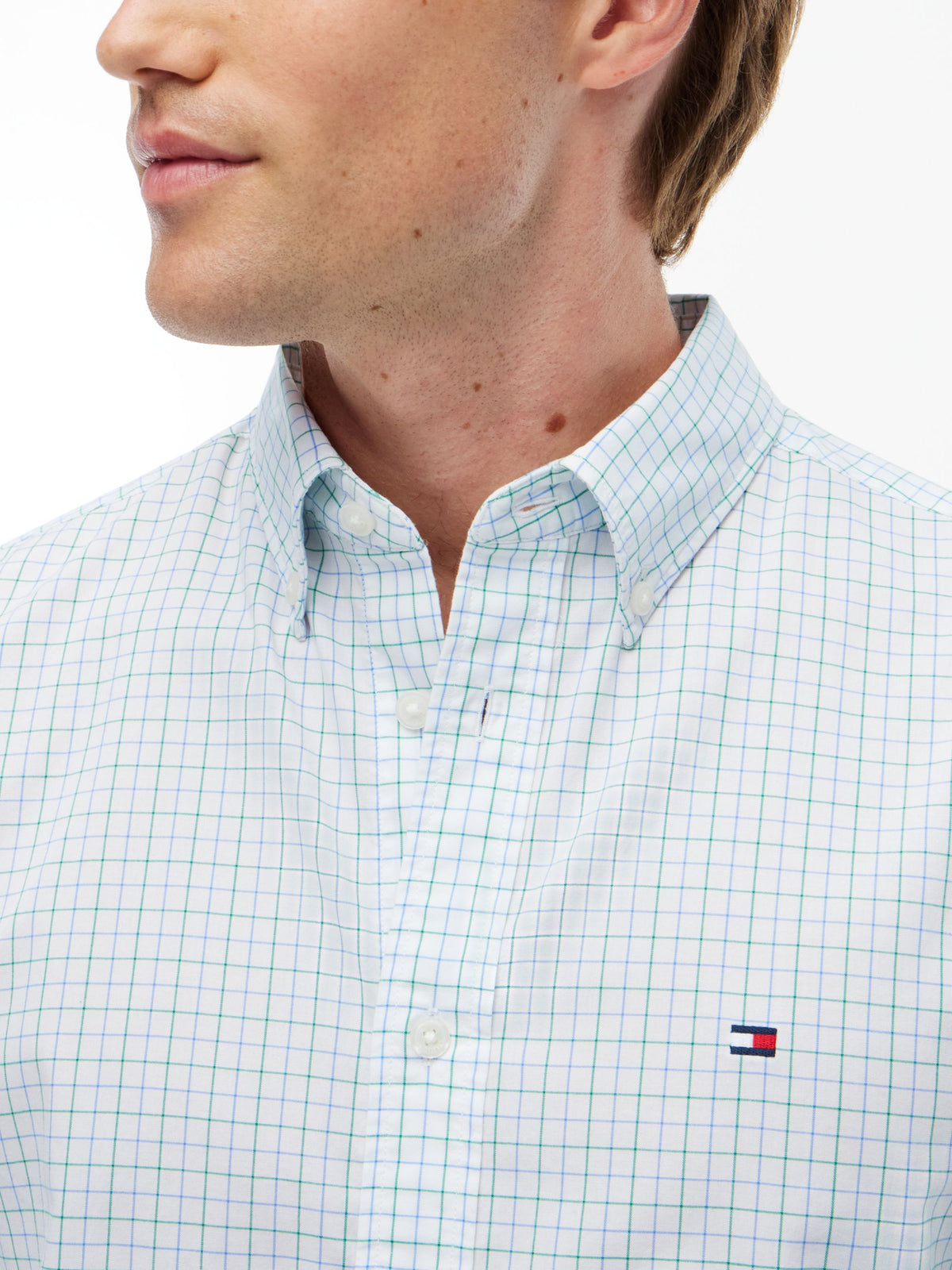 Tommy Hilfiger TH Flex Regular Fit Tattersall Check Shirt - Green MW0MW41400_0N2_alternate3_ay