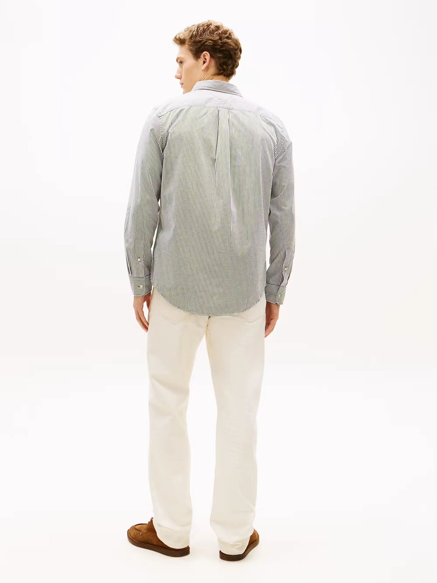 Tommy Hilfiger TH Flex Regular Fit Stripe Shirt - Mountain pine MW0MW41403_0CD_alternate4_ay