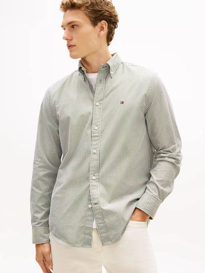 Tommy Hilfiger TH Flex Regular Fit Stripe Shirt - Mountain pine MW0MW41403_0CD_main