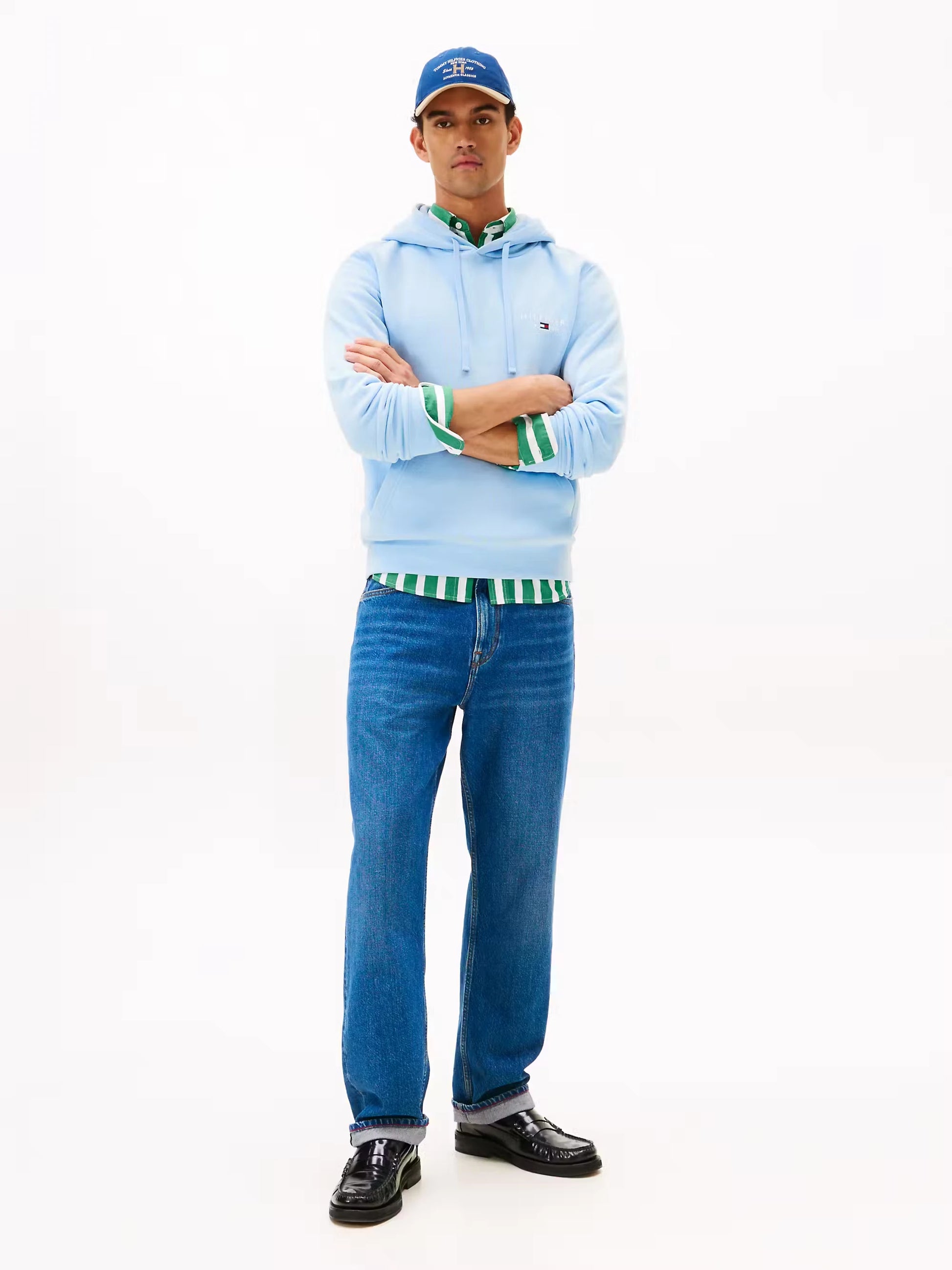 Tommy Hilfiger Brand Love Small Hilfiger Hoodie - Well Water MW0MW41429_C1Y_alternate2