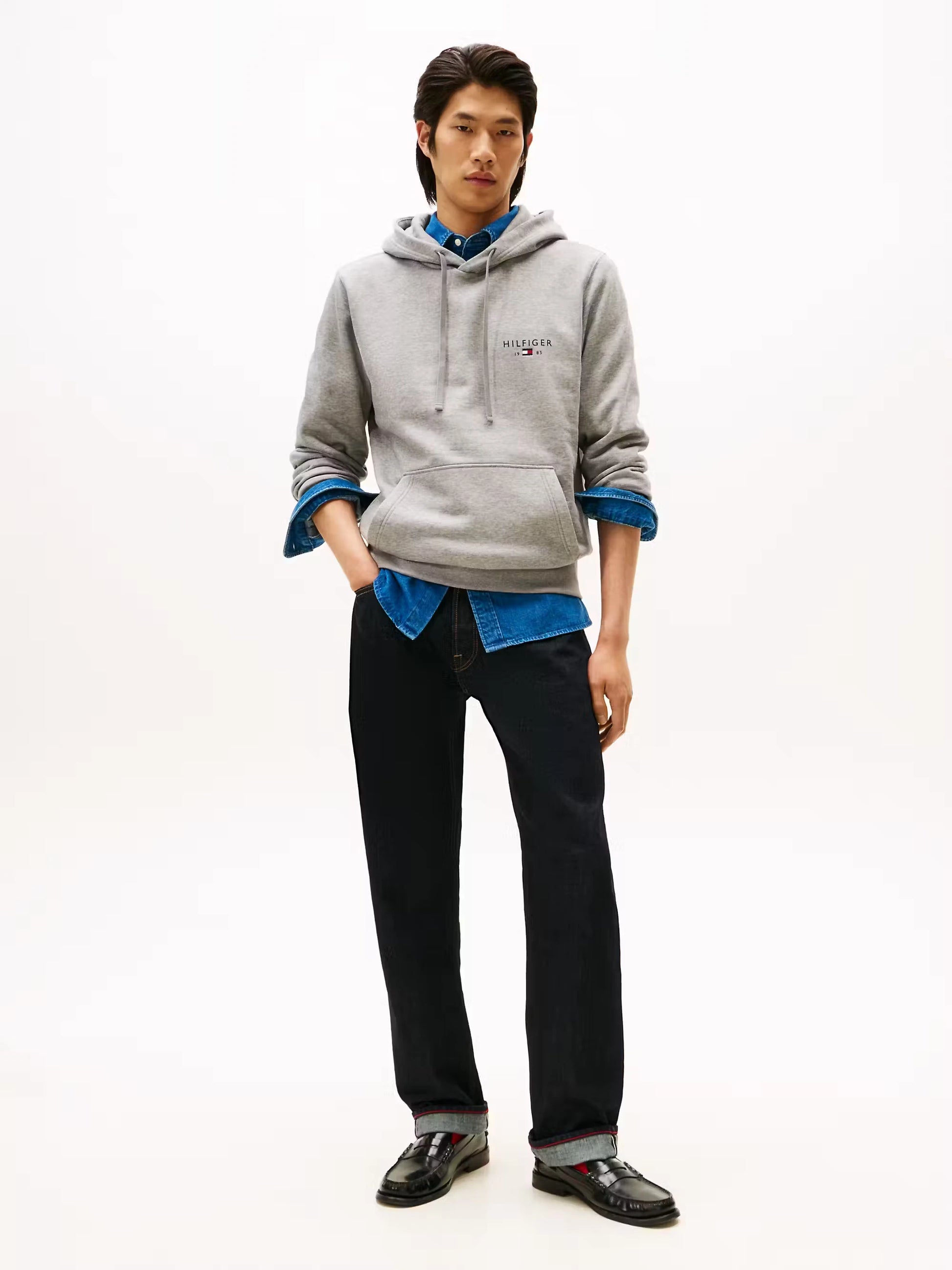 Tommy Hilfiger Brand Love Small Hilfiger Hoodie - Medium Grey Heather MW0MW41429_P91_alternate3_ay