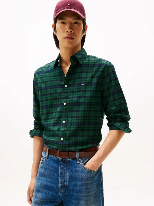 Tommy Hilfiger Mercerized Blackwatch Regular Fit Shirt - Preppy Navy MW0MW41493_0MS_main