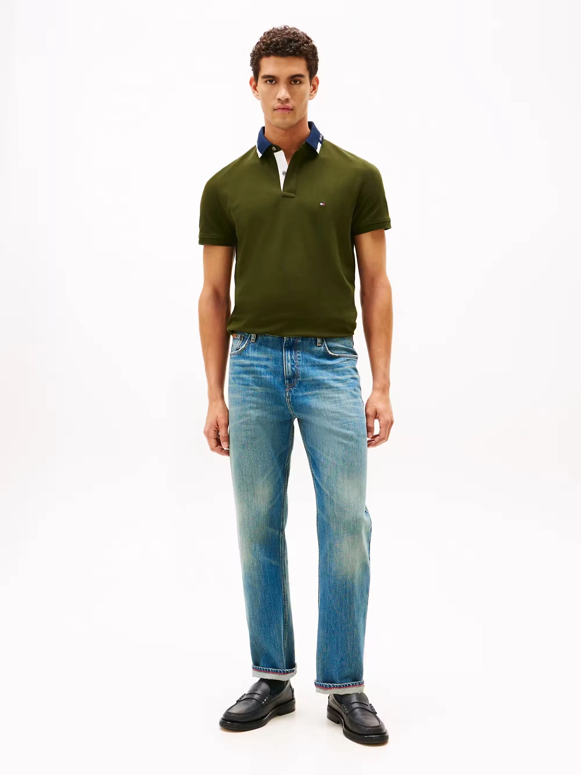 Tommy Hilfiger Regular Fit Collar Embroidery Polo Shirt - Arctic Spruce MW0MW41605_M1Q_alternate2