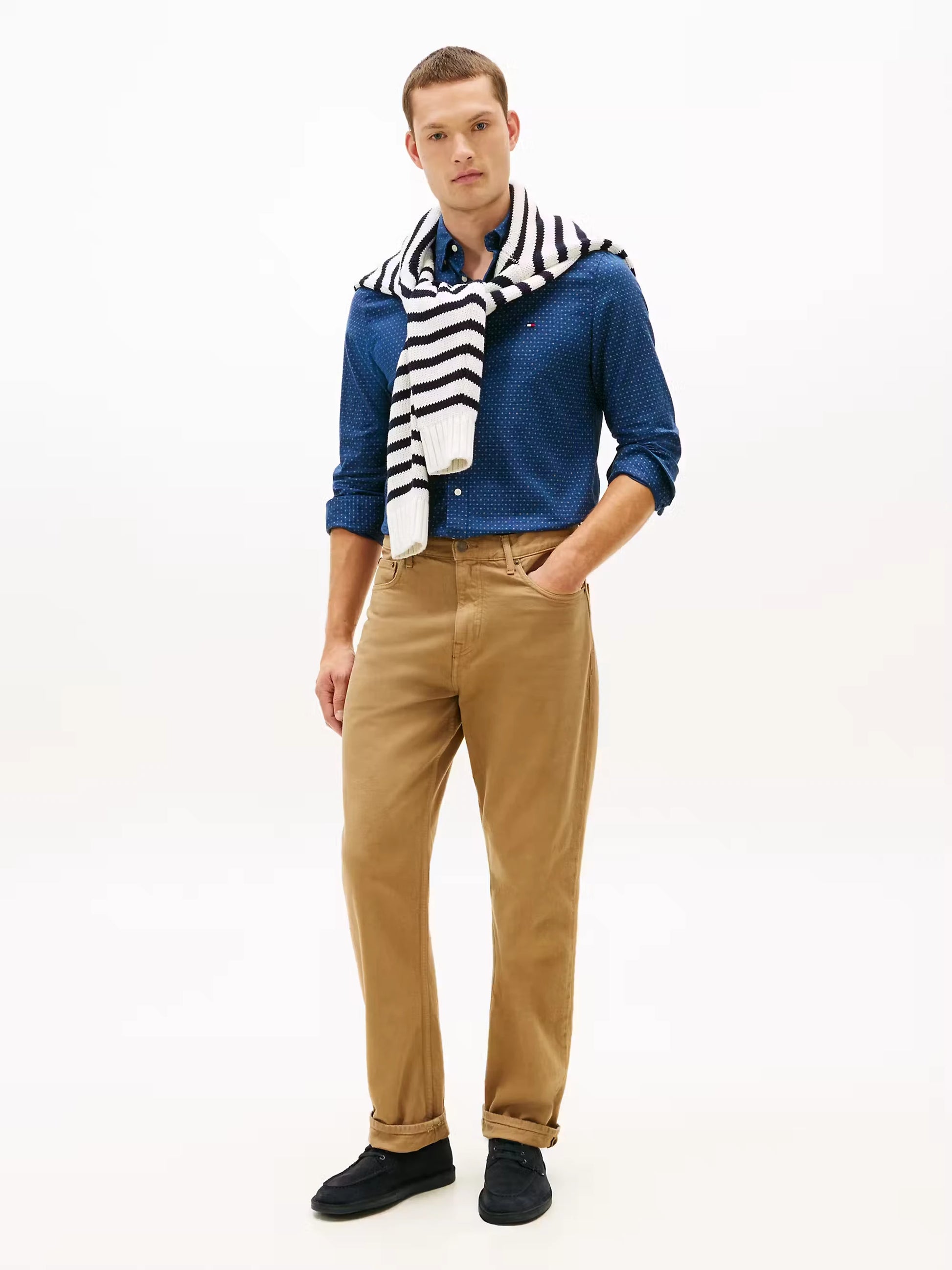Tommy Hilfiger Flex Poplin Mini Print Sf Shirt - Aegean Sea MW0MW41670_DBZ_alternate3_ay