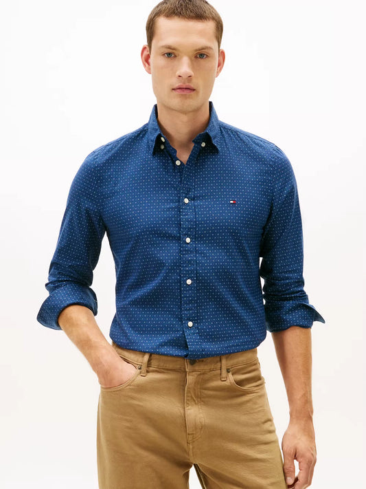 Tommy Hilfiger Flex Poplin Mini Print Sf Shirt - Aegean Sea MW0MW41670_DBZ_main