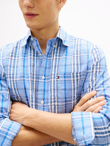 Tommy Hilfiger Seersucker Check Regular Fit Shirt - Blue/White MW0MW42419_0MS_alternate2_ay