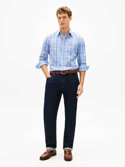 Tommy Hilfiger Seersucker Check Regular Fit Shirt - Blue/White MW0MW42419_0MS_alternate3_ay