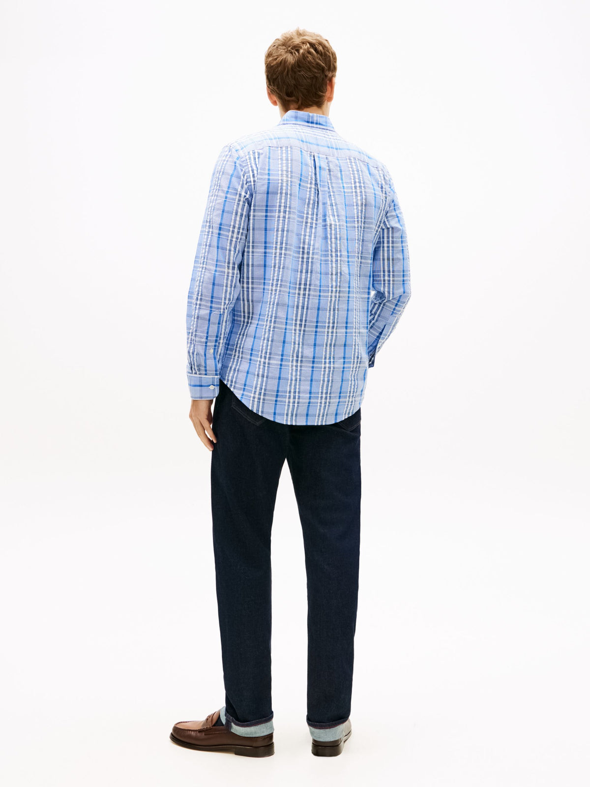 Tommy Hilfiger Seersucker Check Regular Fit Shirt - Blue/White MW0MW42419_0MS_alternate4_ay