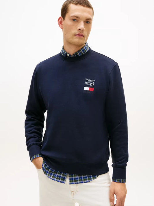 Tommy Hilfiger Embro Flag Sweatshirt - Desert Sky MW0MW42778_DW5_alternate1_ay