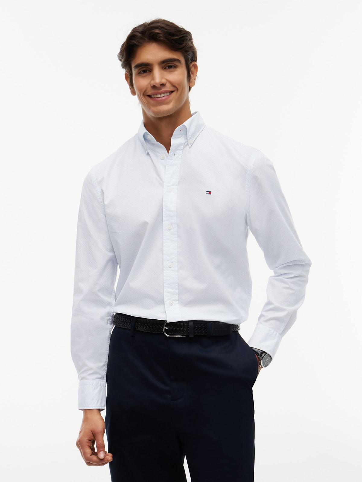 Tommy Hilfiger Flex Geometric Print Shirt - Sweet Blue MW0MW44580_0GZ_alternate1_ay