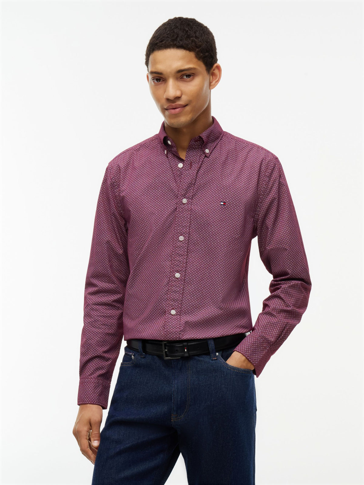 Tommy Hilfiger Flex Geometric Print Shirt - Burgundy MW0MW44580_0KP_alternate1_ay