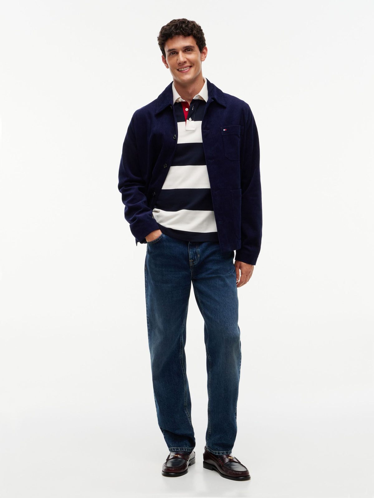 Tommy Hilfiger Relaxed Fit Corduroy Chore Shirt Jacket - Imperial Navy MW0MW44615_BCL_alternate2_ay