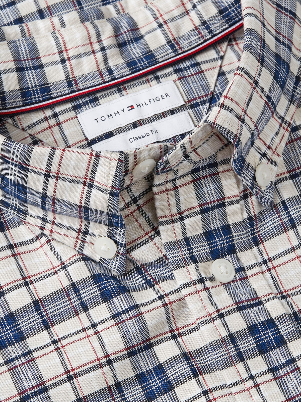 Tommy Hilfiger Relaxed Fit Tartan Check Oxford Shirt - Newsprint Beige Check MW0MW44620_0LY_alternate5_ay