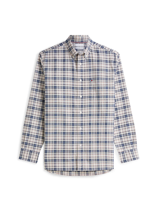 Tommy Hilfiger Relaxed Fit Tartan Check Oxford Shirt - Newsprint Beige Check MW0MW44620_0LY_main_ay