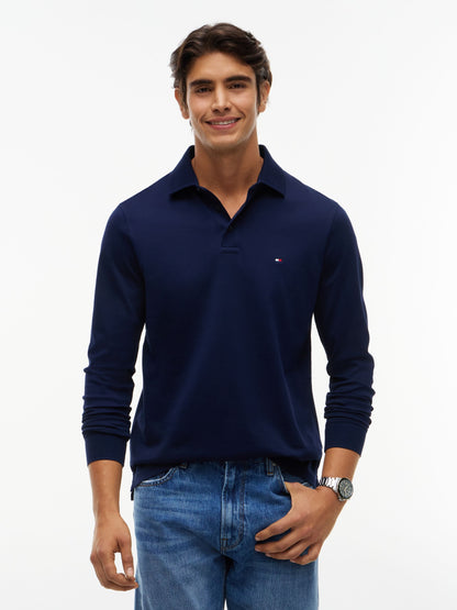 Tommy Hilfiger Regular Fit Long-Sleeve Polo - Carbon Navy MW0MW44649_DCC_alternate1_ay