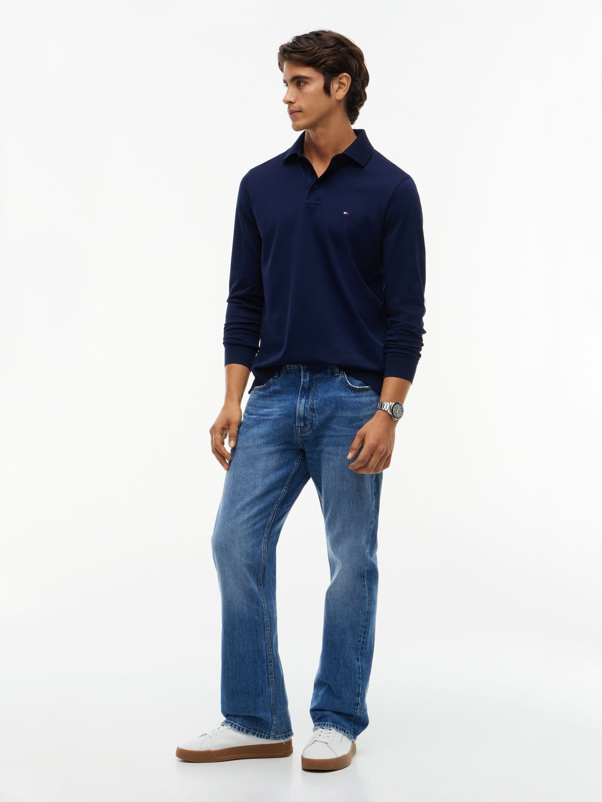 Tommy Hilfiger Regular Fit Long-Sleeve Polo - Carbon Navy MW0MW44649_DCC_alternate2_ay