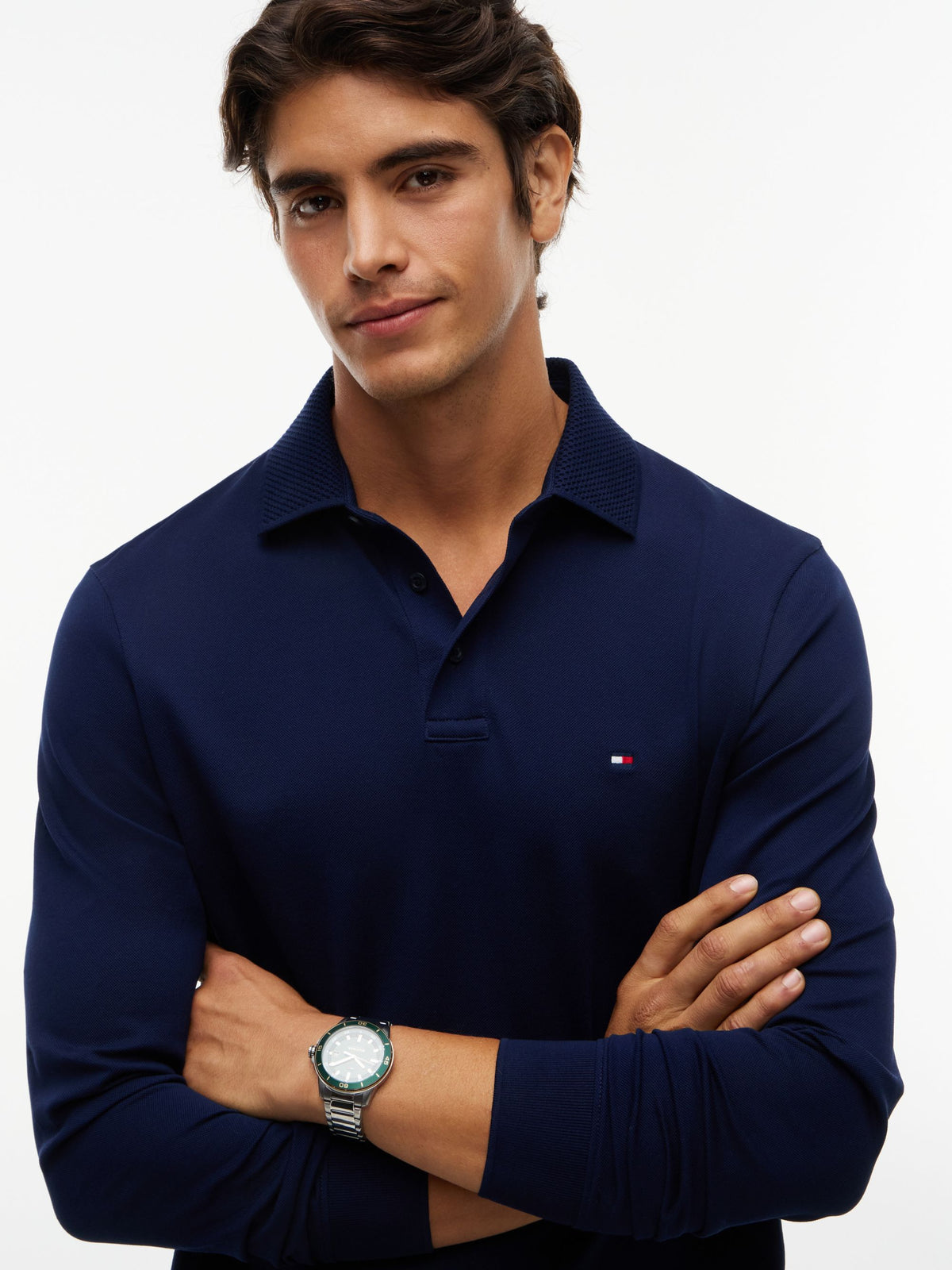 Tommy Hilfiger Regular Fit Long-Sleeve Polo - Carbon Navy MW0MW44649_DCC_alternate3_ay