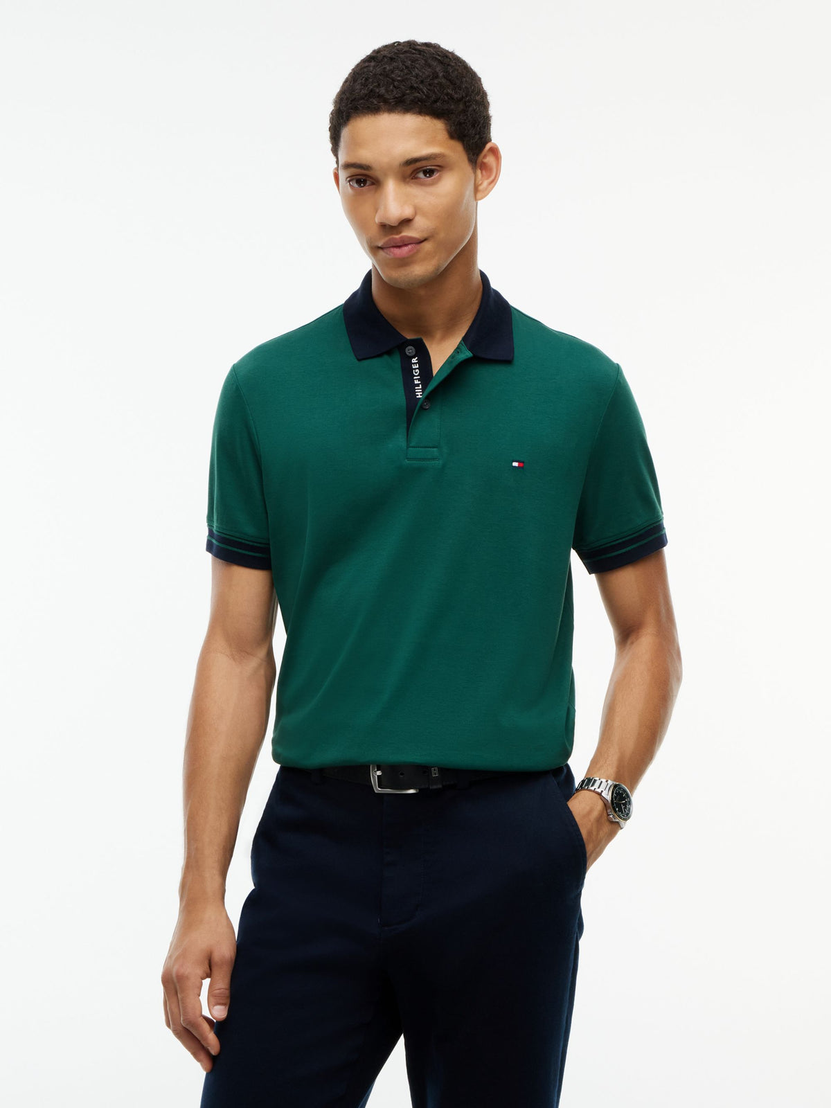 Tommy Hilfiger Interlock Long-Sleeve Polo - Ornamental Green MW0MW44658_L6K_alternate1_ay