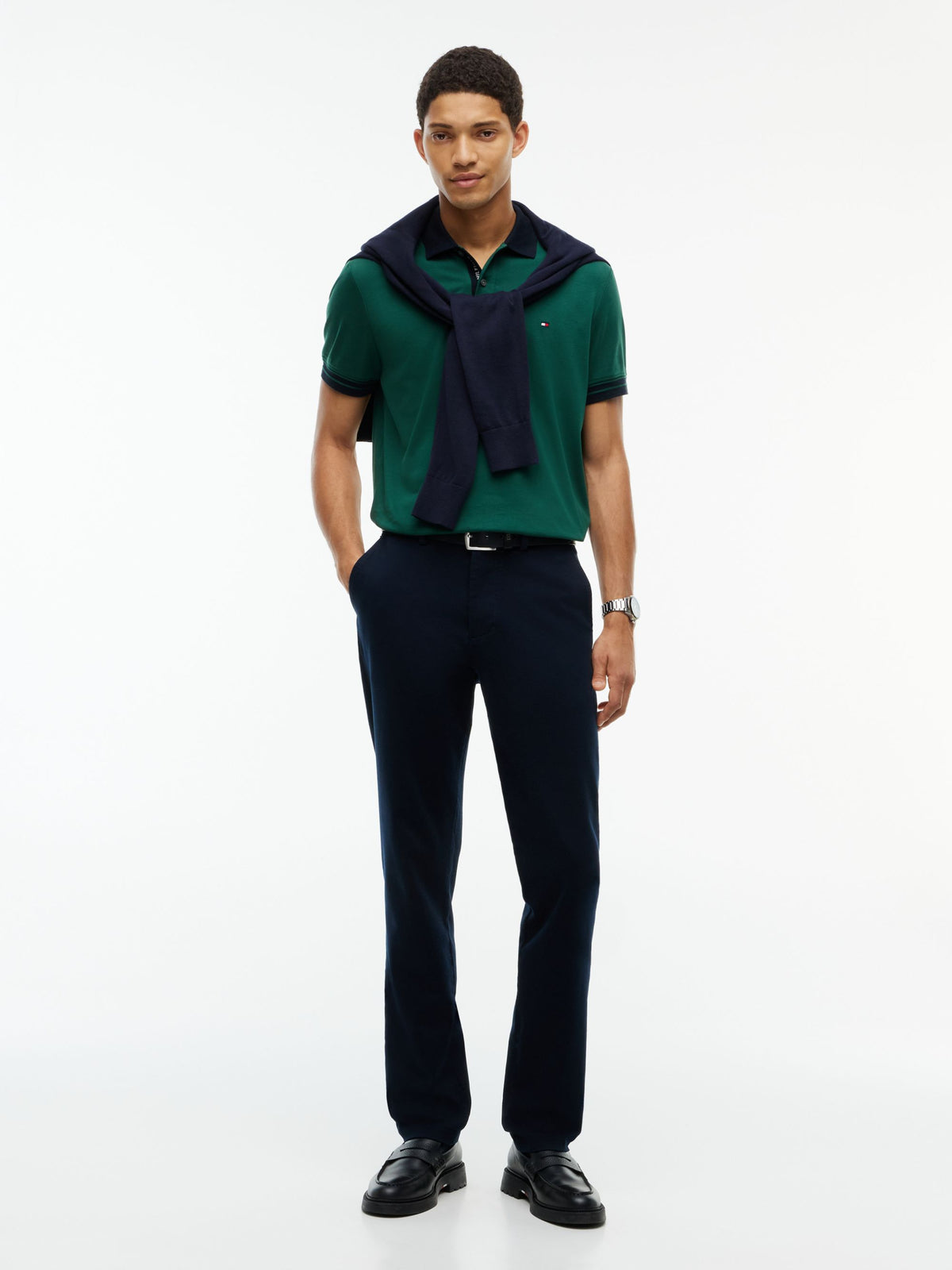 Tommy Hilfiger Interlock Long-Sleeve Polo - Ornamental Green MW0MW44658_L6K_alternate2_ay