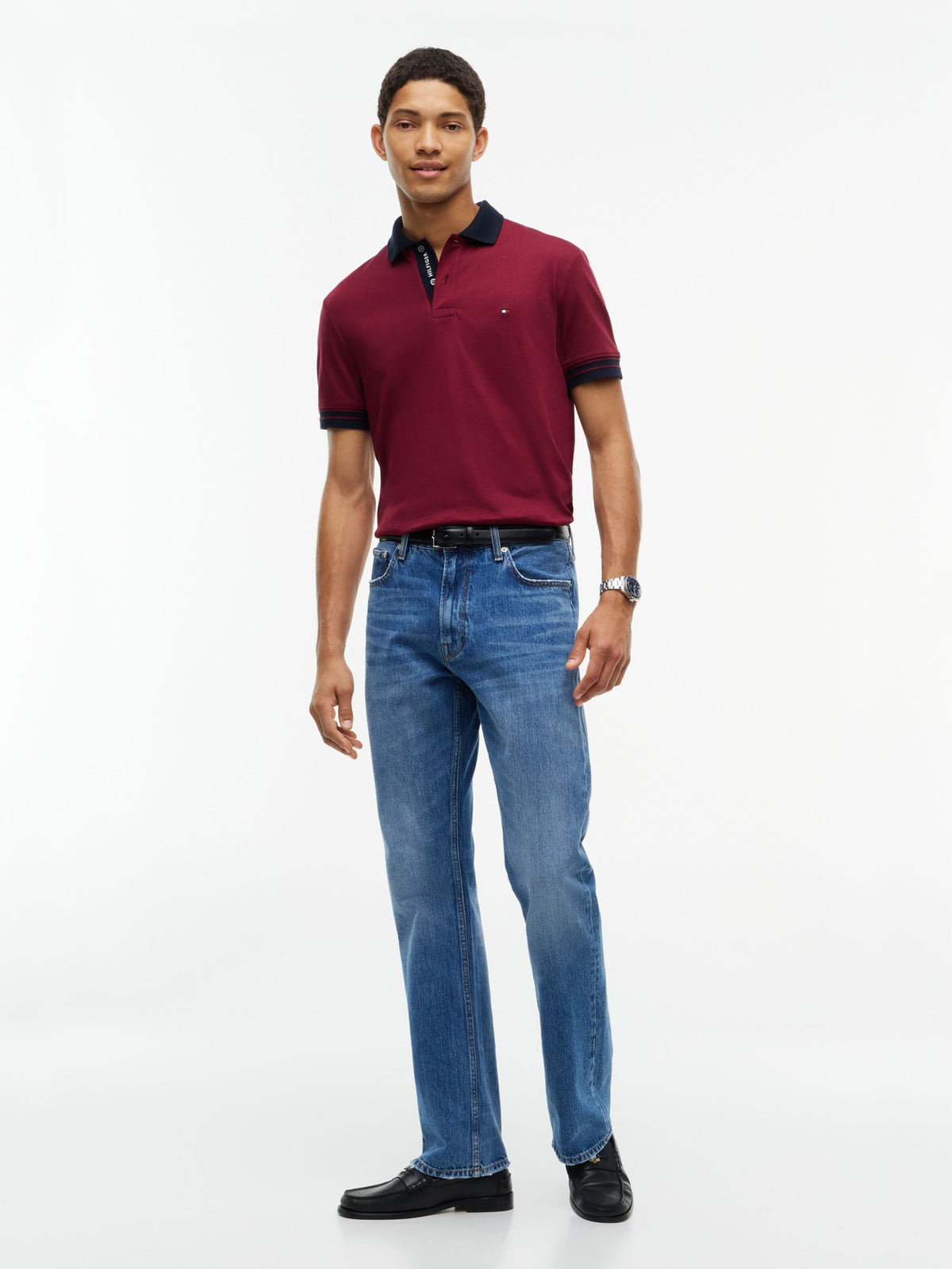 Tommy Hilfiger Interlock Long-Sleeve Polo - Burgundy MW0MW44658_VLP_alternate2_ay
