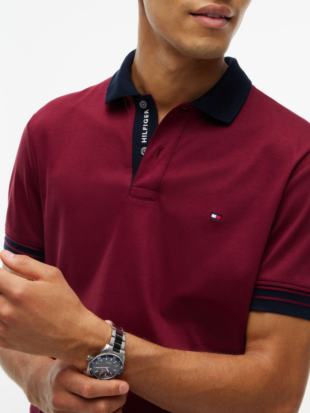 Tommy Hilfiger Interlock Long-Sleeve Polo - Burgundy MW0MW44658_VLP_alternate3_ay