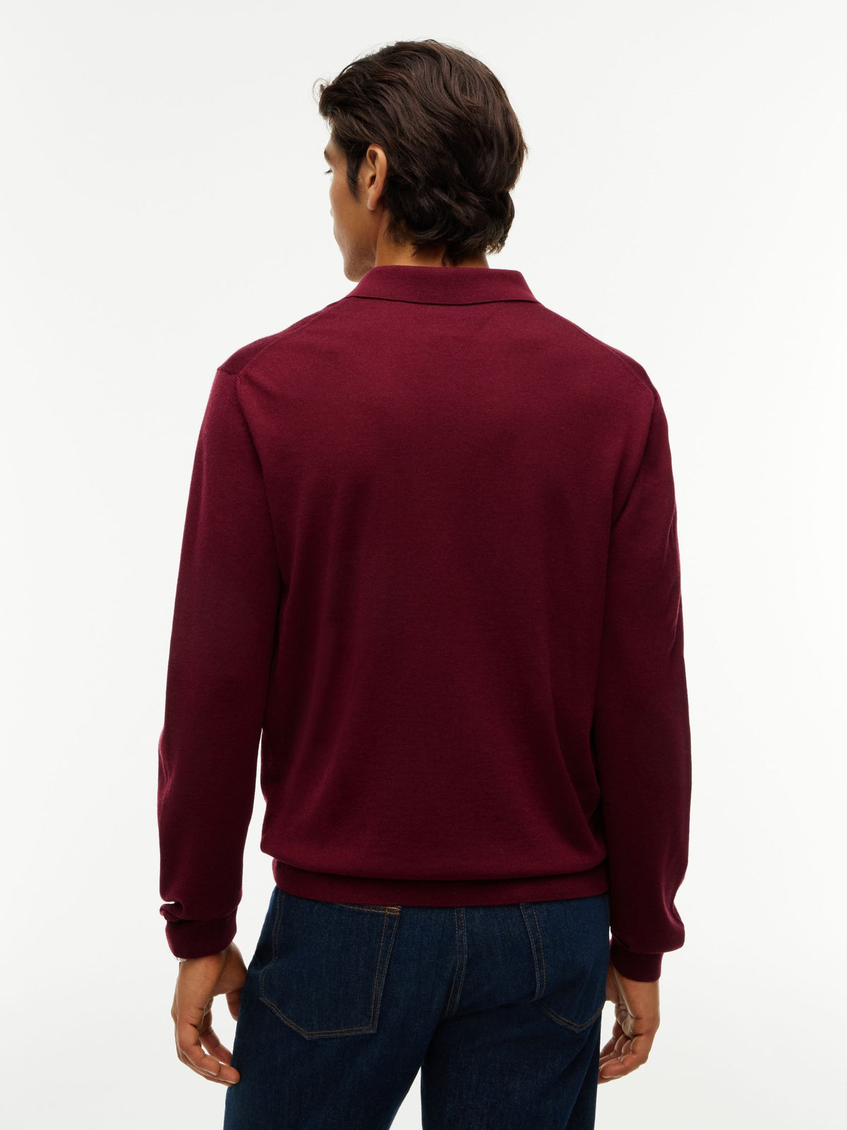 Tommy Hilfiger NY Merino Long-Sleeve Polo - Burgundy MW0MW44702_VLP_alternate4_ay