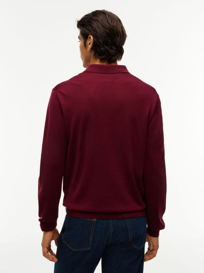 Tommy Hilfiger NY Merino Long-Sleeve Polo - Burgundy MW0MW44702_VLP_alternate4_ay