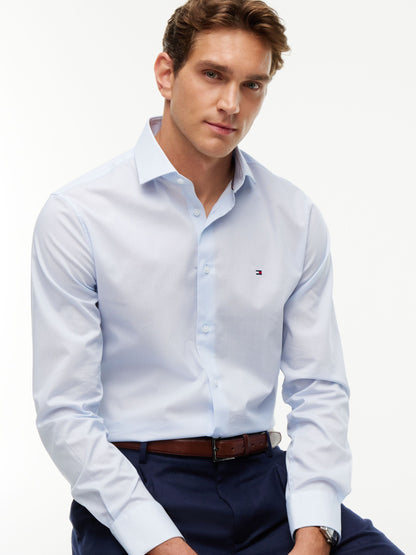 Tommy Hilfiger Slim Fit Micro Print Poplin Shirt - Sweet Blue MW0MW44711_C3Q_alternate3_ay