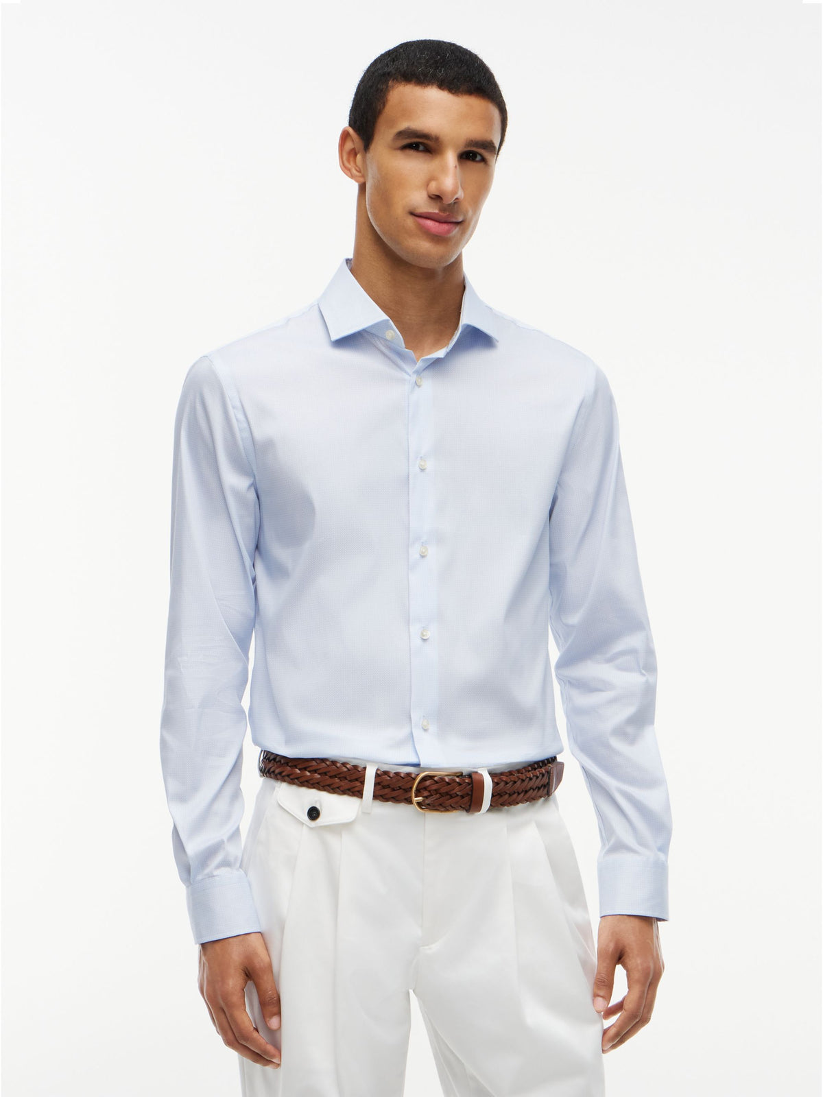 Tommy Hilfiger NY Flex Collar Mini Print Shirt - Sweet Blue MW0MW44721_0GY_alternate2_ay