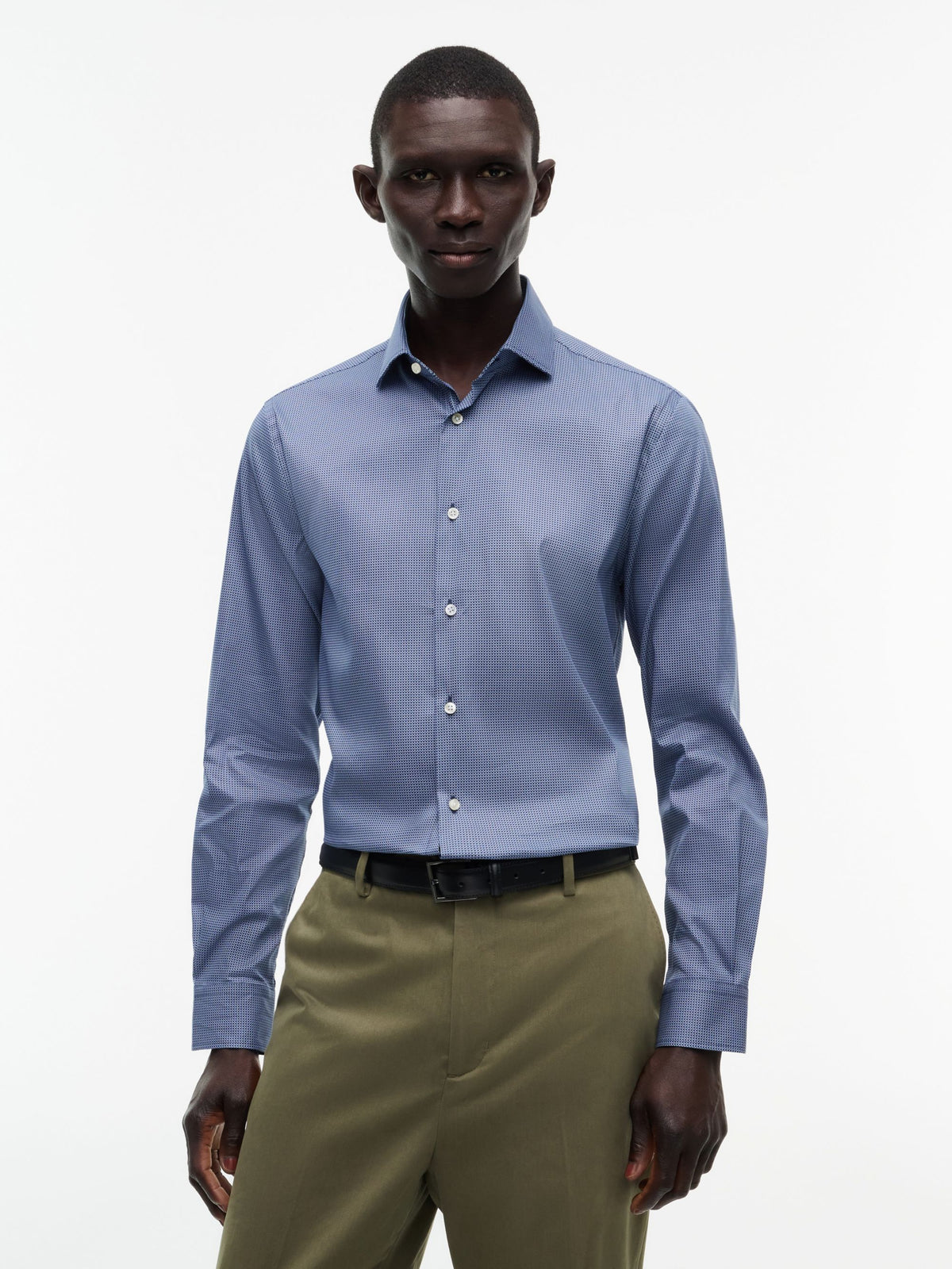 Tommy Hilfiger NY Flex Collar Mini Print Shirt - Carbon Navy MW0MW44721_0GZ_alternate1_ay