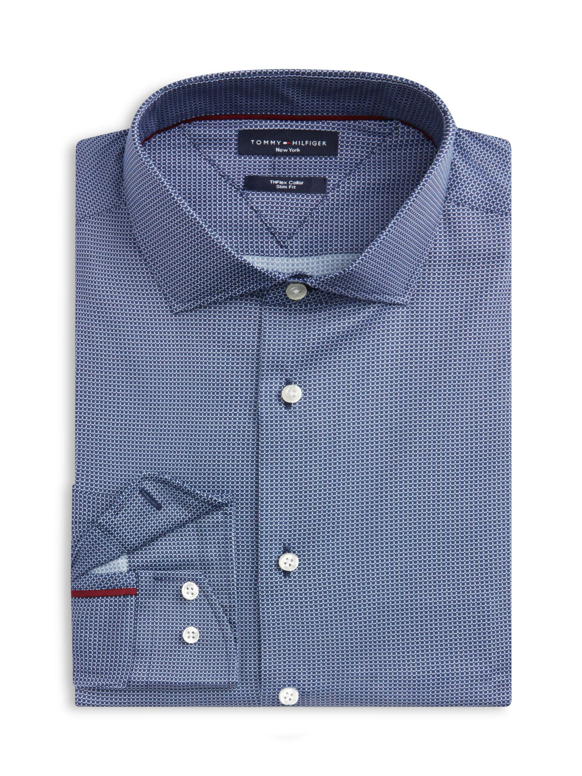 Tommy Hilfiger NY Flex Collar Mini Print Shirt - Carbon Navy MW0MW44721_0GZ_alternate5_ay