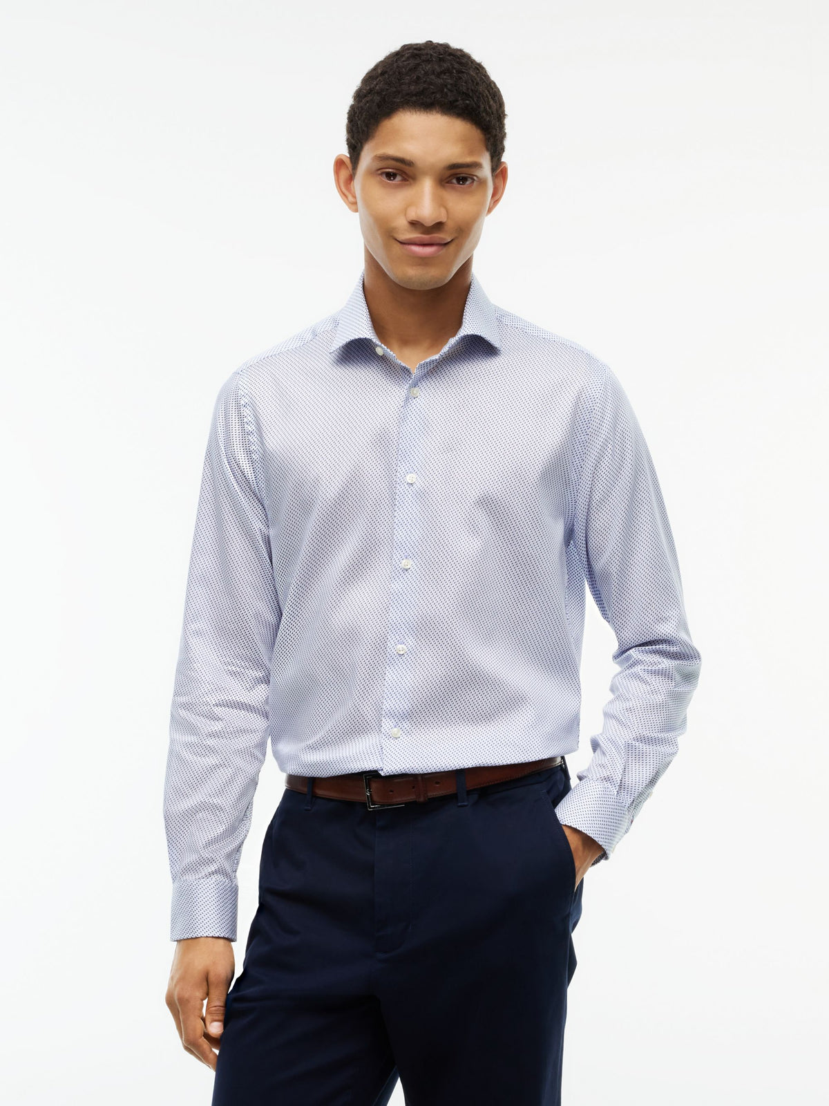 Tommy Hilfiger NY Flex Collar Twill Shirt - Sweet Blue MW0MW44722_0GY_alternate1_ay