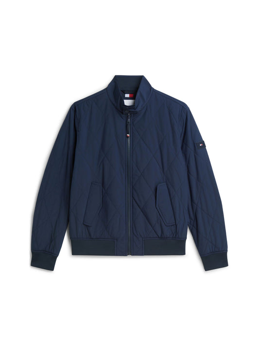 Tommy Hilfiger Packable Quilted Harrington in Desert Sky navy, front view — Ryle Menswear, Tralee