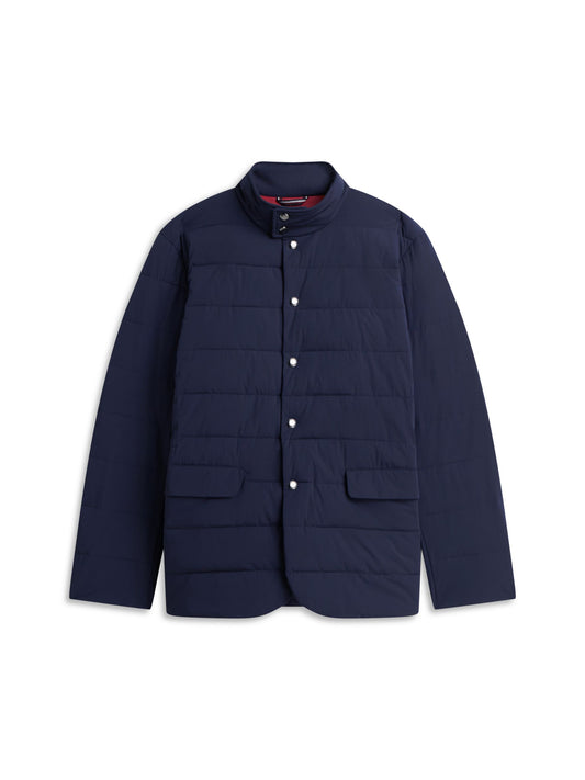 Tommy Hilfiger New York Performance Padded Jacket in Desert Sky navy, front view — Ryle Menswear, Tralee