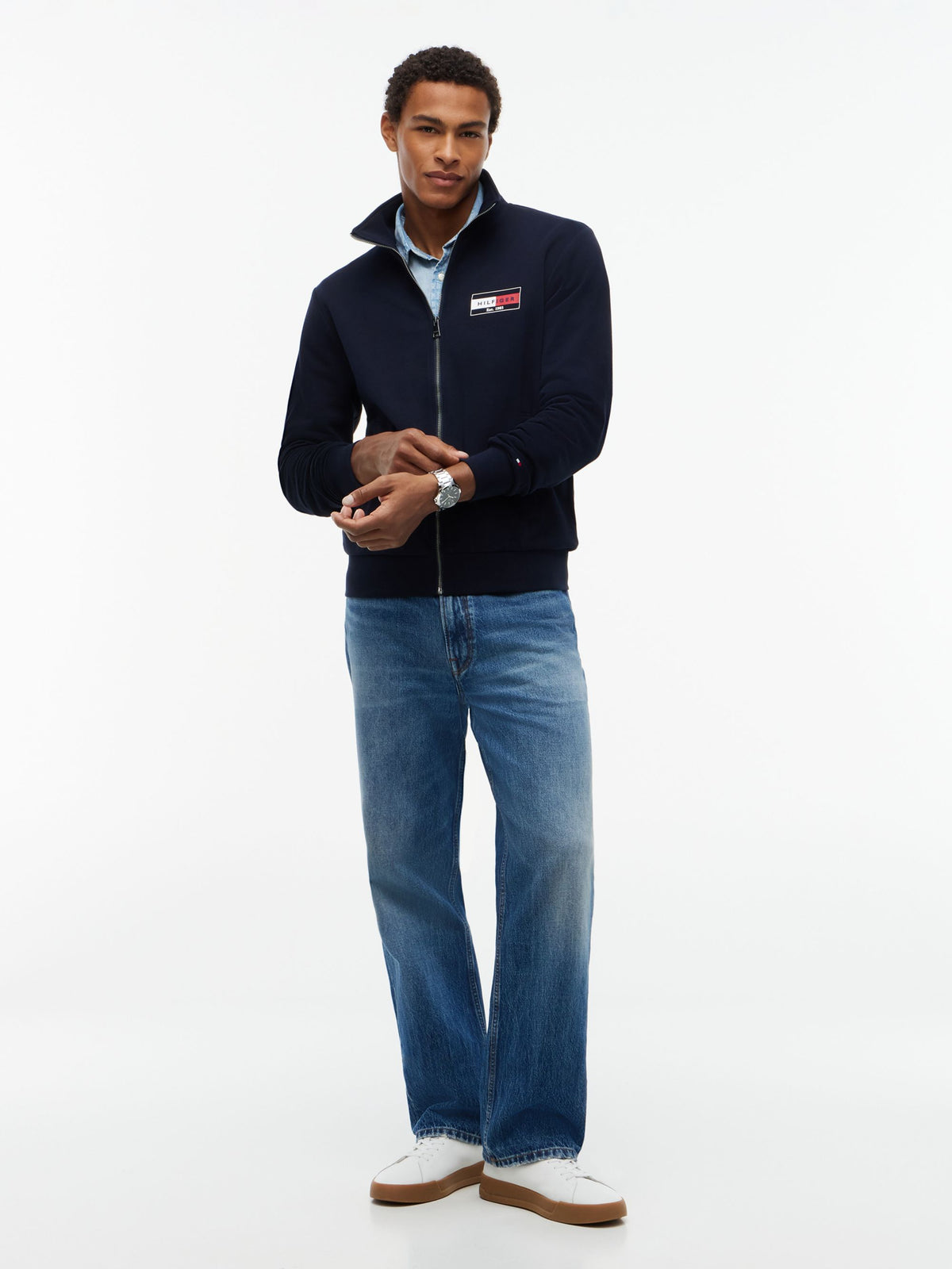 Tommy Hilfiger Logo Zip-Thru Terry Sweatshirt - Navy MW0MW44941_DW5_alternate2_ay