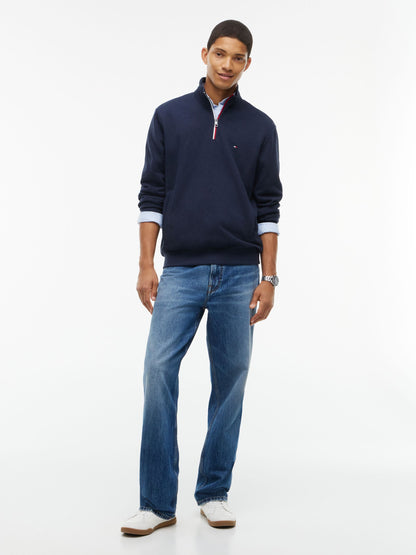 Tommy Hilfiger RWB Tipping Terry Quarter-Zip - Navy Heather MW0MW44943_DUR_alternate2_ay