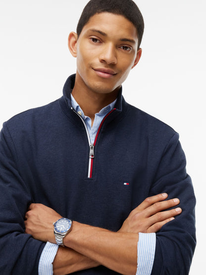 Tommy Hilfiger RWB Tipping Terry Quarter-Zip - Navy Heather MW0MW44943_DUR_alternate3_ay