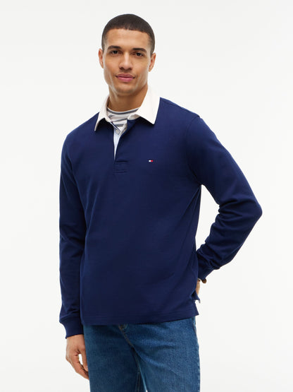 Tommy Hilfiger Essential Rugby Shirt - Carbon Navy MW0MW44969_DCC_alternate1_ay