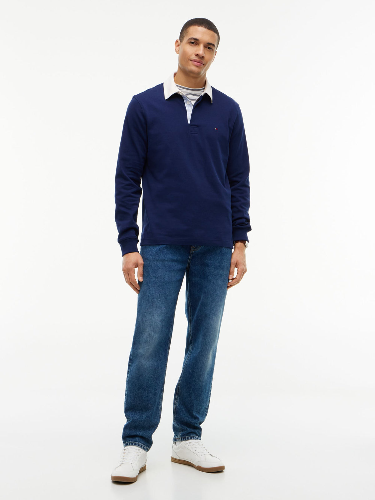 Tommy Hilfiger Essential Rugby Shirt - Carbon Navy MW0MW44969_DCC_alternate2_ay