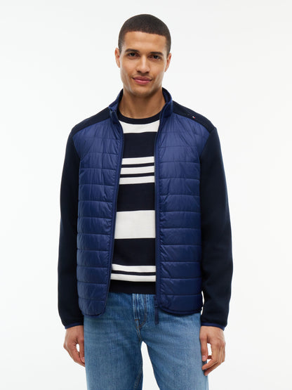 Tommy Hilfiger Mixed Media Colour Block Jacket - Carbon Navy MW0MW45020_DCC_alternate1_ay