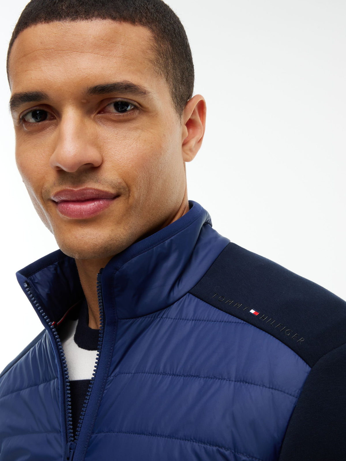 Tommy Hilfiger Mixed Media Colour Block Jacket - Carbon Navy MW0MW45020_DCC_alternate3_ay