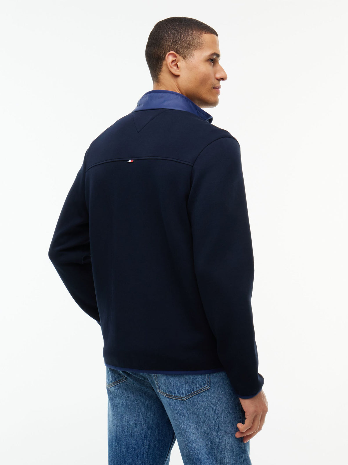 Tommy Hilfiger Mixed Media Colour Block Jacket - Carbon Navy MW0MW45020_DCC_alternate4_ay