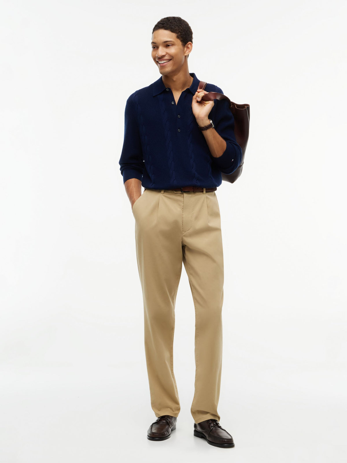 Tommy Hilfiger NY Wool Cable Long-Sleeve Polo - Navy MW0MW45205_DW5_alternate2_ay